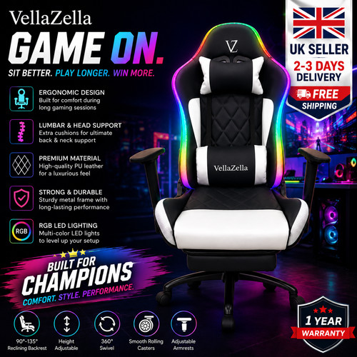 High back rgb gaming chair - back,